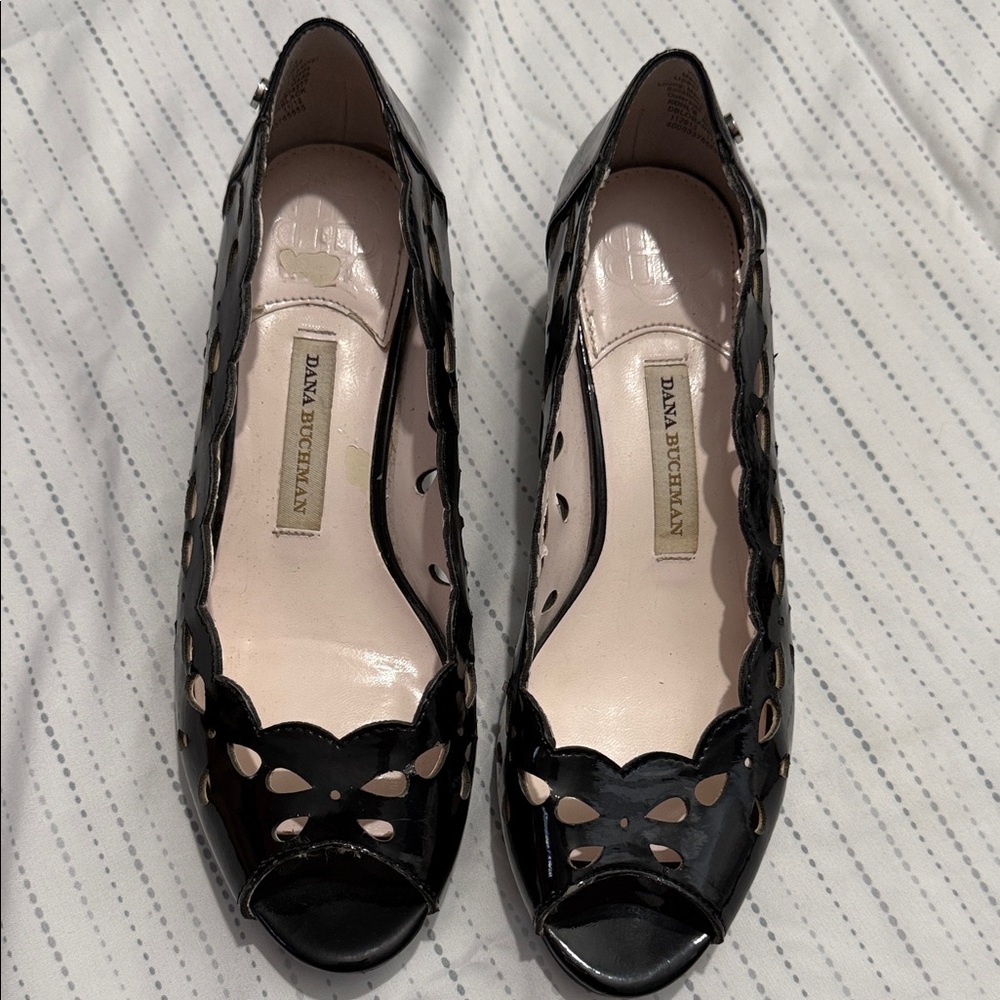 Dana Buchman Black Cutout Peep Toe Heels